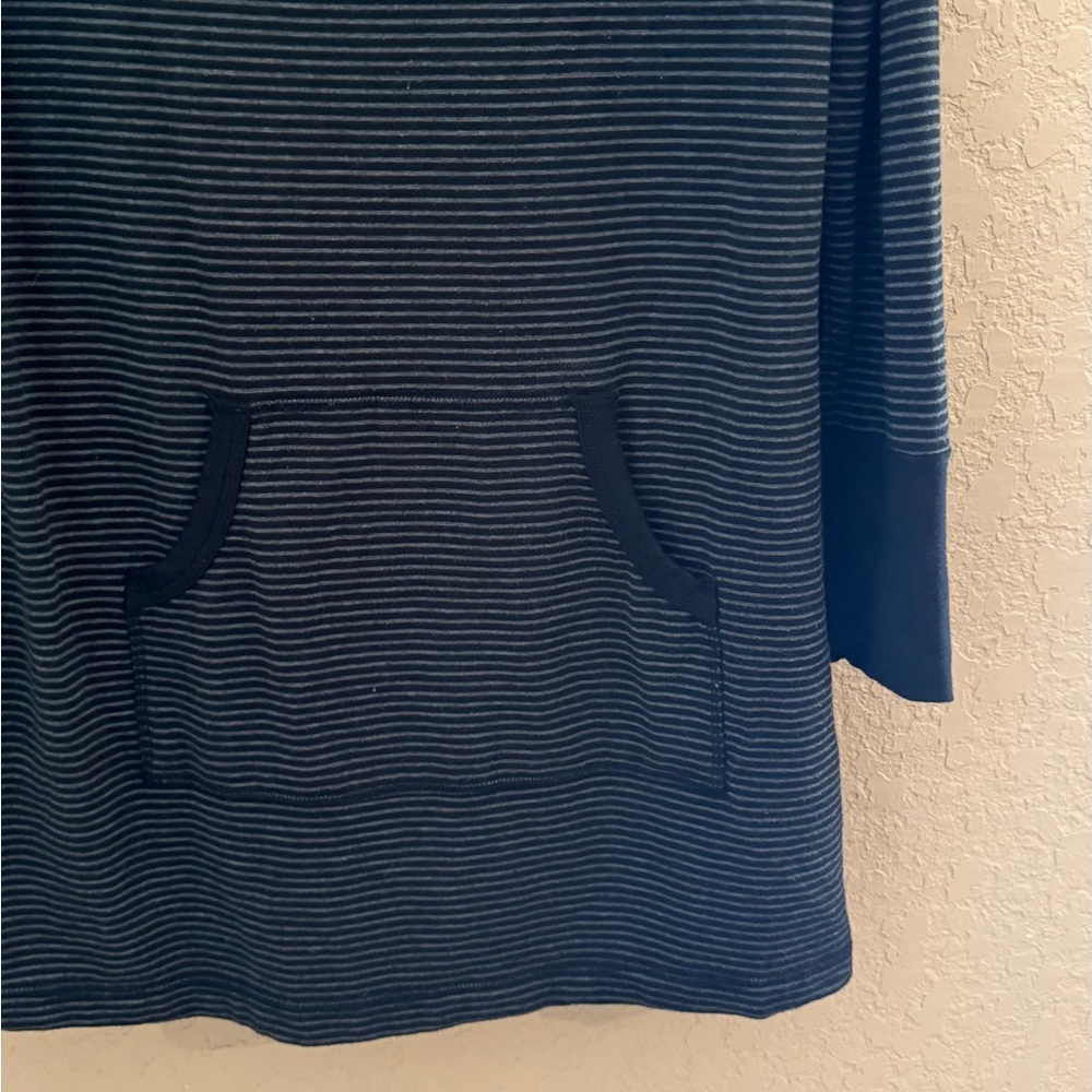 Soma Black Grey Stripe Long Sleeve Tunic Long Sleeve Modal Blend Pajama Top XL - Picture 4 of 7
